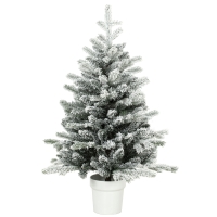 HOMCOM Mini kerstboom 90 cm met 296 takpunten, sneeuweffect en witte pot - tafelkerstboom voor thuis en kantoor, wit