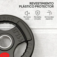 SPORTNOW Discos Pesas Olímpicos Agujero Ø50 mm 2x5 kg con Anillo Interior de Acero y Triple Agarre para Mancuernas y Barras Negro(m-6)
