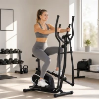 HOMCOM Bicicleta Elíptica con Resistencia Magnética Ajustable de 8 Niveles Bicicleta de Fitness con Sillín Regulable Pantalla LCD Pulsómetro y Soporte para Móvil para Casa Gimnasia 103x62x151 cm Negro(m-2)