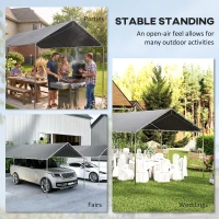 Outsunny 3 x 6m Heavy Duty Carport Garage Car Shelter Galvanized Steel Outdoor Open Canopy Tent Water UV Resistant, Grey(m-7)
