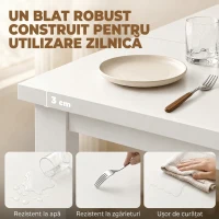 HOMCOM Masă de dining modernă cu spațiu de depozitare, 120 cm, albă(m-6)
