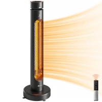 Outsunny Infrarot Heizstrahler 2000W Carbonfaser oszillierender Standheizstrahler mit Fernbedienung 8 Heizstufen Schutzhülle(m-12)