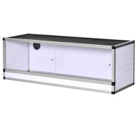 PawHut Aluminium Reptielenbox met Ventilatie - Wit+Zilver+Zwart - Ideaal voor Hagedissen, Slangen - 120 x 40 x 40 cm(m-10)