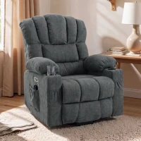 HOMCOM Fotoliu electric cu funcție de ridicare, masaj și încălzire, fotoliu relax pentru seniori, cu arcuri pocket, Gri(m-6)