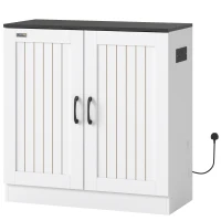 PawHut Fish Tank Stand, 20-29 Gallon Aquarium Stand with Cabinet Storage, Power Outlets and Anti-Tip Kit, White(m-1)