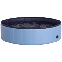 PawHut Piscina Plegable para Perros Gatos Ø120x30 cm Bañera Portátil para Mascotas PVC Antideslizante Múltiples Usos para Interiores y Exteriores Azul(m-11)