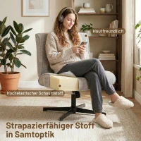 HOMCOM Drehbarer Akzentstuhl, Samtgepolsterter Lounge-Sessel mit Höhenverstellung für Wohnzimmer, Büro, Grau(m-4)