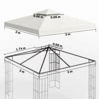 Outsunny 3 x 3 m Replacement Gazebo Canopy - Cream White(m-3)