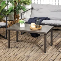 Outsunny Gartentisch, Beistelltisch, Stahlrahmen, braun, 91 x 51 x 46 cm(m-10)