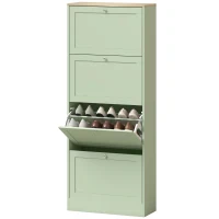 HOMCOM Dulap pentru încălțăminte 24 perechi, dulap cu 4 sertare rabatabile, polițe reglabile, 60x23,5x153cm, verde(m-9)