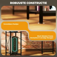 HOMCOM L-vormig bureau met oplaadstation, hoekcomputertafel met monitorstandaard en planken, voor thuiskantoor, kantoor, zwart(m-7)