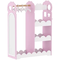 AIYAPLAY Kids Wardrobe, Children Dress Up Storage with Mirror, Clothes Rail, Shelves, Hangers for Girls Boys Bedroom Nursery Pink(m-1)