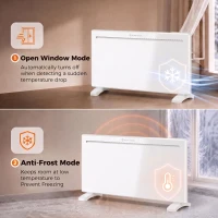 HOMCOM Smart Panel Heater Wall Mounted/Freestanding, Electric Heater with Weekly Timer, Open Window & Anti-Frost, 2000W, White(m-7)