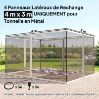 Outsunny Moustiquaires pour tonnelle barnum pavillon de jardin 3 x 4 m - lot de 4 moustiquaires zippées + crochets d'attaches(m-3)