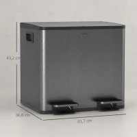 HOMCOM 2×15 L dubbele pedaalemmer – RVS, uitneembare binnenemmers, softclose, zwart(m-3)