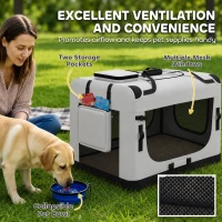 PawHut Pet Carrier Bag, Soft-Sided Dog Carrier with Security Buckle Strap, Washable Cushion and Folded Bowl, Light Grey(m-7)