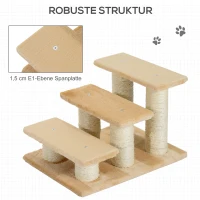 PawHut Dierentrap kattentrap hondentrap trap voor katten en honden 3 treden crème(m-5)