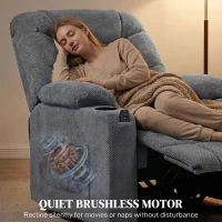 HOMCOM Recliner Armchair with Vibration Massage, Heat, Whisper-Quiet Motor, Memory Function, Power Reclining Chair, Dark Grey(m-6)