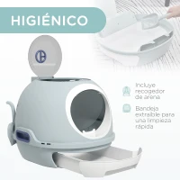 PawHut Caja de Arena para Gatos Arenero Cerrado con Claraboya Abatible Bandeja Extraíble y Pala 47x55x44 cm Azul(m-4)