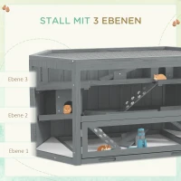 PawHut Hamsterkooi, 3 Niveaus, Uitschuifbare Tray, Hout/Metaal, 115x60x55 cm(m-5)