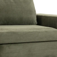 HOMCOM Canapé 3 Places en Velours Côtelé, Canapé de Salon Compressé Moderne 236 cm avec Coussin à Ressorts, Vert(m-11)