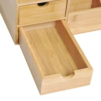 HOMCOM Boite de Rangement de Bureau - Organiseur de Bureau - 7 Compartiments, 2 tiroirs - Bambou Verni, Bambou(m-12)