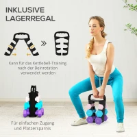 SPORTNOW Hantelset mit Aufbewahrungsgestell, Set mit 6 Hanteln für Fitness-Training, 2 x 1kg, 2 x 2kg, 2 x 3kg(m-6)