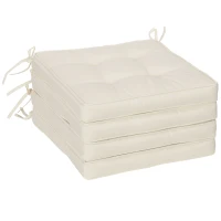 Outsunny Conjunto de Cojines para Sillas de Comedor y Jardín Impermeable con 2 Amarres de Fijación 42x42x5 cm Crema(m-1)