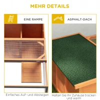 PawHut Kleintierstall mit Freigehege, herausnehmbare Bodenwanne, wetterbeständig, 125,5 cm x 100 c x 49 cm Grün + Natur(m-6)