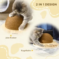 PawHut interactief kattenspeelgoed 2-in-1 design krabspeelgoed grenenhout(m-4)