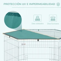 PawHut Parque de Juegos para Perros 6 Paneles 59x60 cm Plegables Empalme libre Valla Metálica para Mascotas con Puerta con Pestillo y Toldo Superior para Jardín Patio Exterior Plata(m-6)