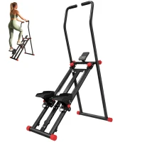 SPORTNOW Trapstepper voor thuis, inklapbare vertical climber met 3 weerstandsniveaus, verstelbare handgreep en lcd-monitor(m-15)