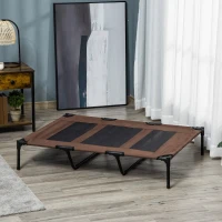 PawHut Cama Elevada para Perros Gatos Portátil Cama para Mascotas con Zona de Malla Transpirable y Tela Oxford para Interior Exterior 122x92x23 cm Café(m-10)