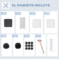 PawHut Jaula para Animales Pequeños de 3 Niveles con Rampas y Forma Personalizable para Cobayas Conejos 70x70x105 cm Negro(m-6)