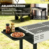 Outsunny Holzkohlegrill Grill BBQ-Grill, verstellbares Rost, 1 Drehspieß, 118 x 32 x 90 cm, Schwarz + Silber(m-6)
