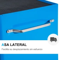 HOMCOM Carro de Herramientas para Taller con Ruedas 5 Cajones Armario con Cierre y Asa Lateral 61,5x33x82,5 cm Azul(m-7)