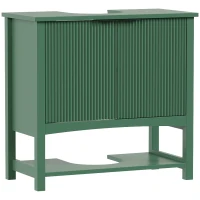 HOMCOM Mobile Sottolavabo per Lavabo a Colonna con Anta e Ripiano, 65x32x62 cm, Verde(m-1)