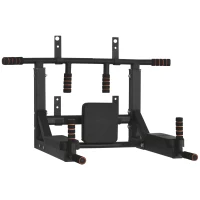 HOMCOM Barra de Dominadas de Pared con Almohadillas Barra de Pull Up de Acero Multifuncional para Fitness Entrenamiento en Casa Adultos Carga Máx. 120 kg 93x72x48 cm Negro(m-11)