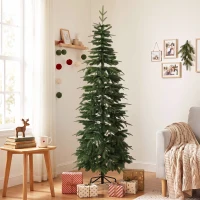 HOMCOM Brad artificial 210 cm, molid cu crengi cu balamale, 800 vârfuri de crengi, suport pliabil din oțel, Verde(m-4)