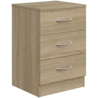 HOMCOM Three-Drawer Simple Bedside Table - Oak(m-1)