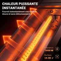 Outsunny Radiateur Infrarouge 3000W Mural IP65, Télécommande, Écran LED, Minuterie, 9 Niveaux, 102,4 x 10 x 5,5 cm, Noir(m-4)