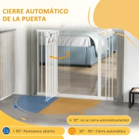 PawHut Barrera para Perros Extensible con Cierre Automático y Sistema de Doble Bloqueo 74-100x76 cm Blanco(m-6)
