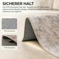 HOMCOM Vloerkleed van polyester, modern artistiek patroon, wasbaar, bruin(m-7)