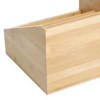 HOMCOM Boite de Rangement de Bureau - Organiseur de Bureau - 7 Compartiments, 2 tiroirs - Bambou Verni, Bambou(m-13)
