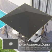 Outsunny Ersatzdach für Pavillon 3 x 3 m wasserabweisend Pavillondach UPF30+ Ersatzbezug Oxford-Stoff, 370 g/m², Grau(m-4)
