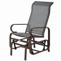 Outsunny Schaukelstuhl Garten Gartenstuhl Relaxstuhl Gartenschaukel Garten Metall Schaukel Stuhl für Garten Terrasse Balkon Texteline Grau+Braun 60 x 78 x 105 cm(m-10)