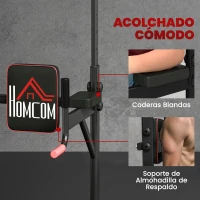 HOMCOM Máquina de Dominadas con Altura Ajustable Carga Máx. 120 kg para Entrenamiento Fitness 123x98x189-239 cm Negro y Rojo(m-5)