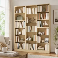 HOMCOM Bibliothèque 6 Niveaux, Étagère de Rangement avec 17 Compartiments et Étagères Réglables, 149 x 23,6 x 188 cm, Chêne(m-8)
