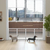 PawHut Hondenhek, opvouwbaar en antislip, draaibare steunvoeten, houten frame, 183x24,5x61 cm, Wit(m-8)