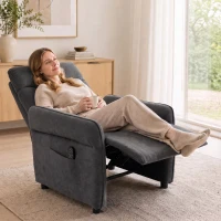 HOMCOM Recliner Armchair, Push Back Recliner Chair with Massage & Heat, Adjustable Armrests, Dual Side Pockets, Dark Grey(m-9)